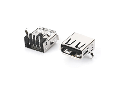 USB2.0A母90°彎腳卷邊無(wú)后蓋